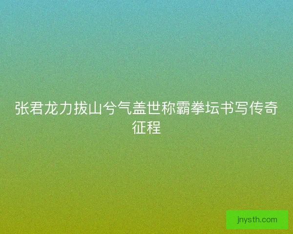 张君龙力拔山兮气盖世称霸拳坛书写传奇征程