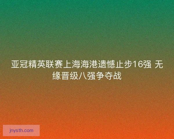 亚冠精英联赛上海海港遗憾止步16强 无缘晋级八强争夺战
